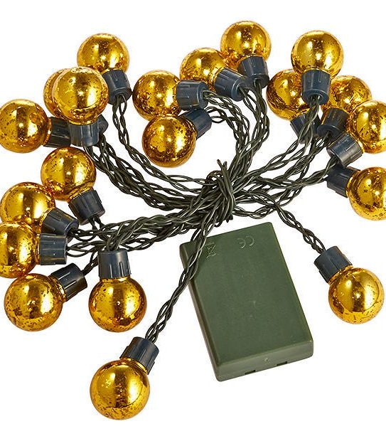 20 LED Gold Crackle Ball Lights