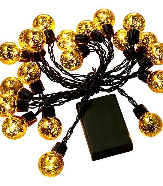 20 LED Gold Crackle Ball Lights