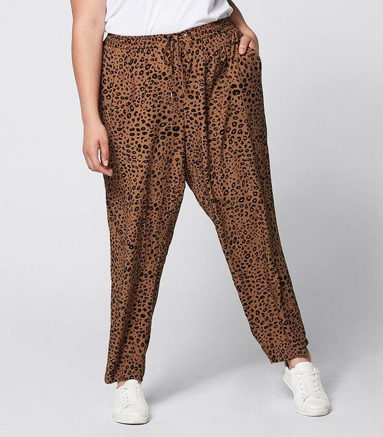 Belle Curve Fashion Jogger Pants - Leopard Print