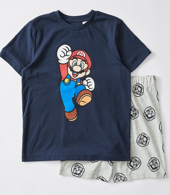 Super Mario Knit Pyjama Set - Navy BLue/Grey