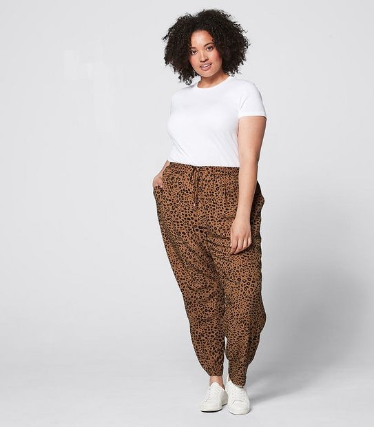 Belle Curve Fashion Jogger Pants - Leopard Print
