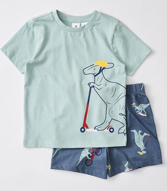 Skating Dinosaur Pyjama Set - Blue/Green