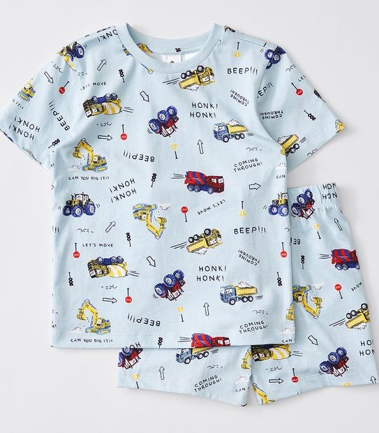 Construction Vehicle Pyjama Set - Blue