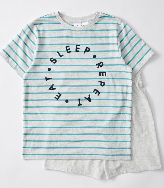 Eat Sleep Repeat Boys Pyjama Set - Grey