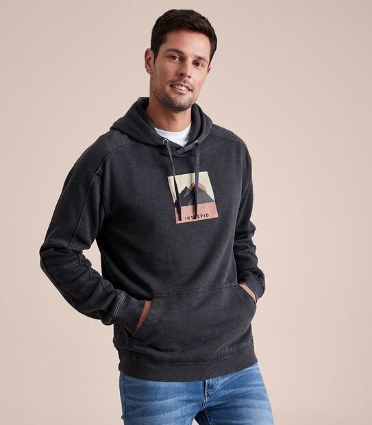 Garment Dyed Slub Popover Hoodie