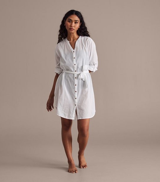 Longline Crinkle Shirt Dress