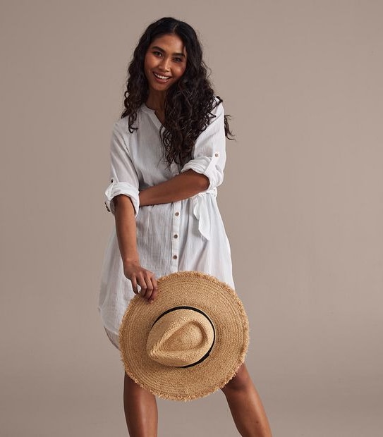 Longline Crinkle Shirt Dress