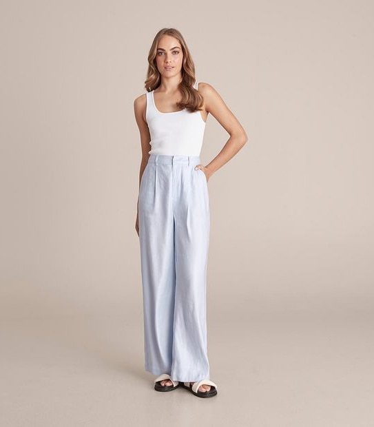 Preview Linen Blend Wide Leg Pants