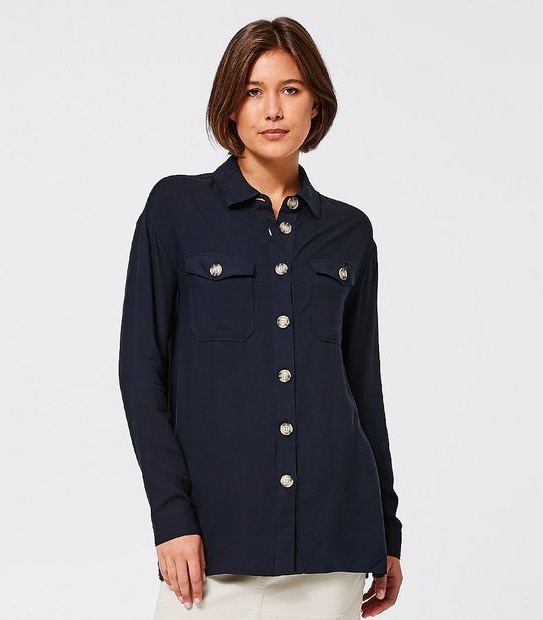 SBRN Longline Shirt - Navy Blue