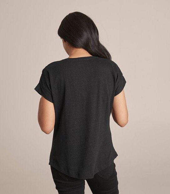 Dannii Minogue Petites Linen Blend V-Neck T-Shirt