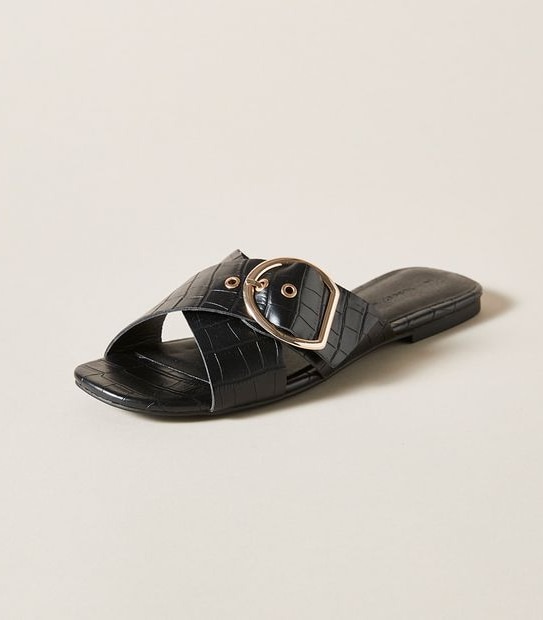Womens Monroe Croc Crossover Slides