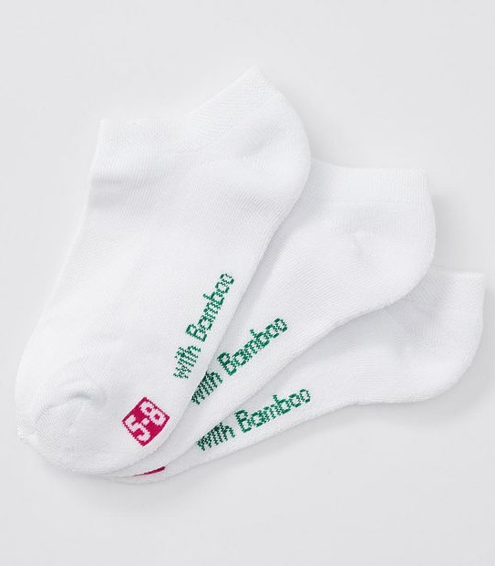 Underworks 3 Pack No Show Bamboo Sports Socks - White
