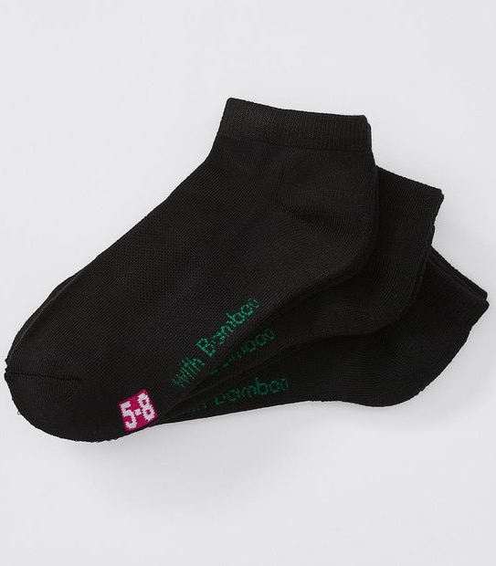 Underworks 3 Pack Low Cut Bamboo Sports Socks - Black