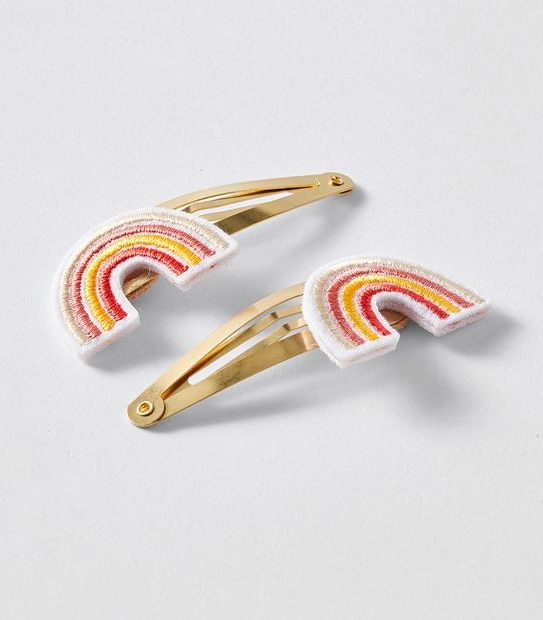 2 Pack Embroidered Rainbow Hair Clips