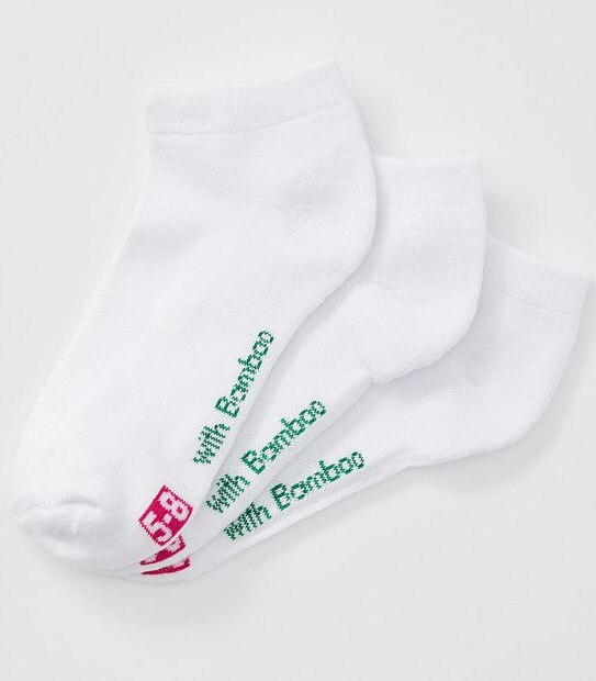 Underworks 3 Pack Low Cut Bamboo Sports Socks - White