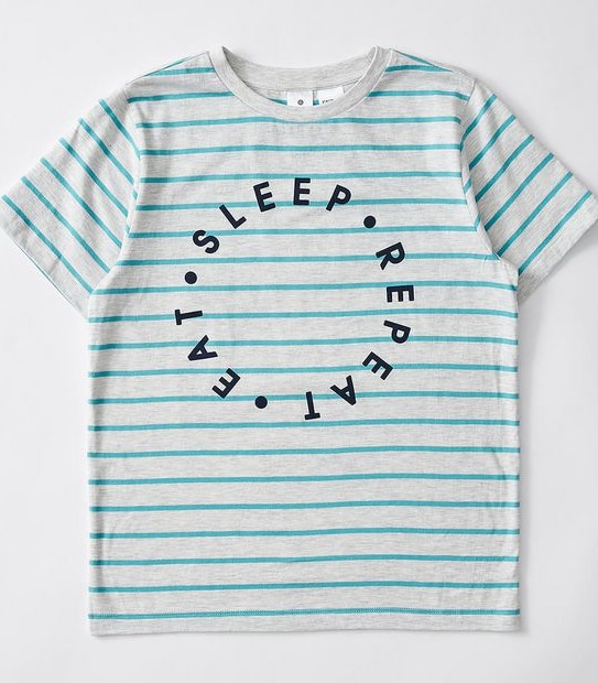 Eat Sleep Repeat Boys Pyjama Set - Grey