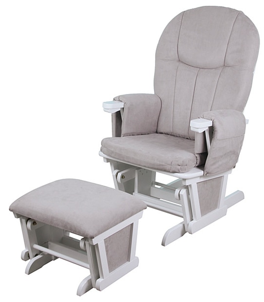 Childcare Timber Glider Rocker + Ottoman - White