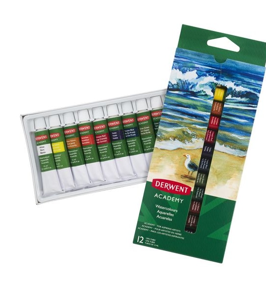 Derwent Academy Watercolour Paint Tube - 12 Pack