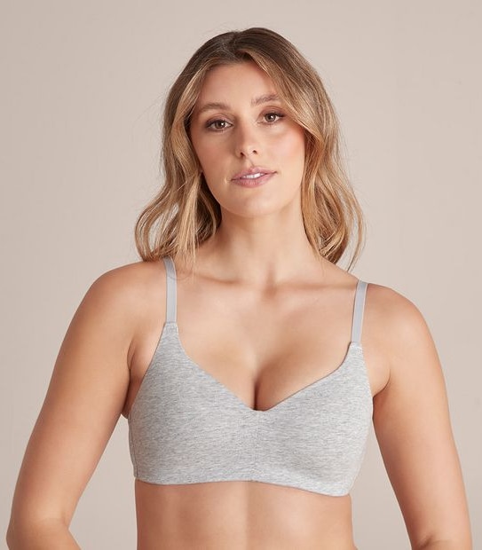 Cotton Wirefree T-Shirt Bra - Grey Marle