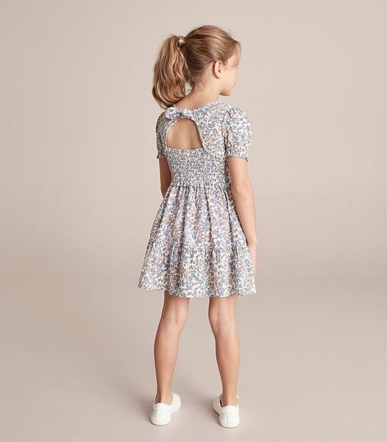 Shirred Elastic Floral Dress