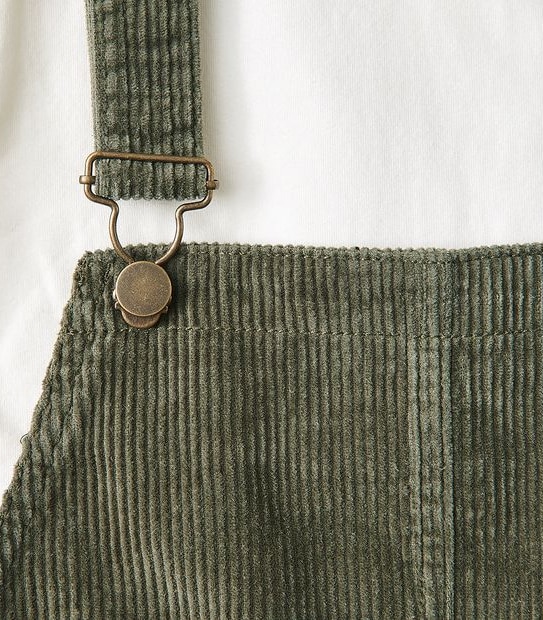 Cord Pinafore 2 Piece Set - Khaki/White