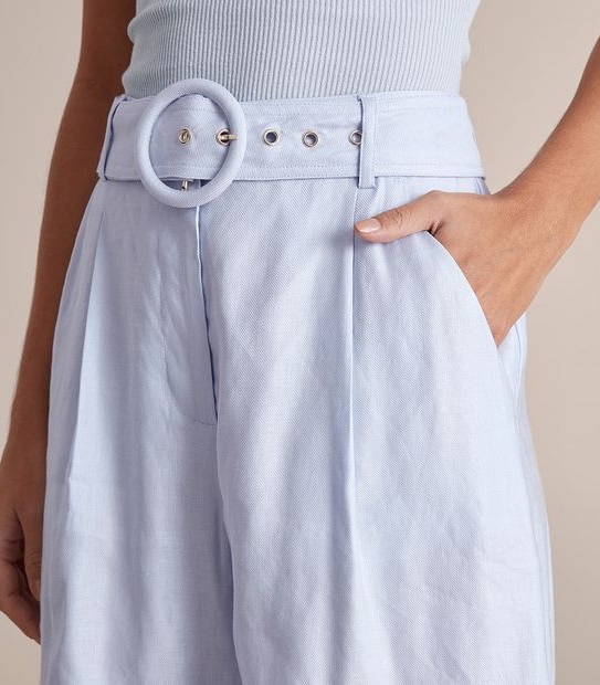 Preview Linen Blend High Waisted Belted Shorts