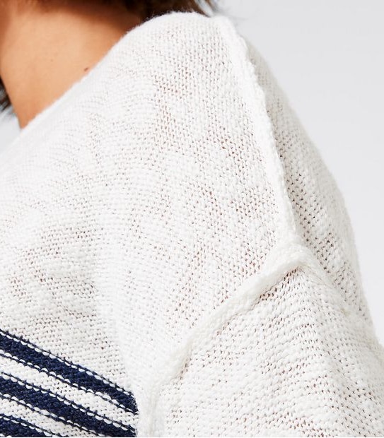 Bettina Liano Block Stripe Knit Jumper - Ivory/Navy Blue 