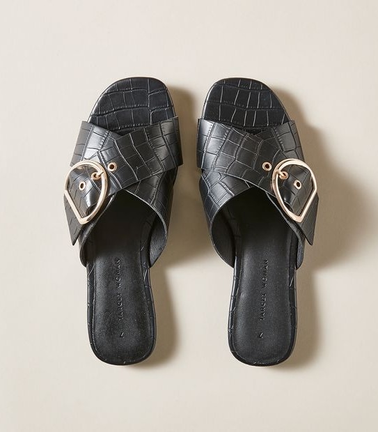 Womens Monroe Croc Crossover Slides