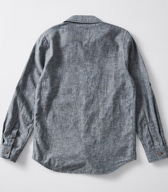 Linen Blend Long Sleeve Shirt - Washed Navy Blue