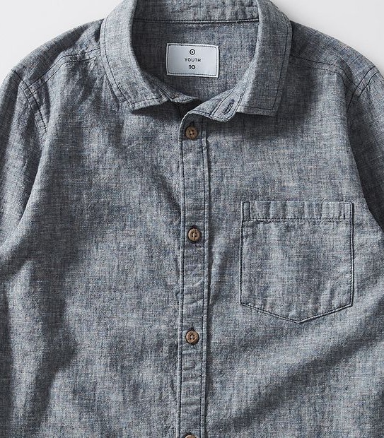 Linen Blend Long Sleeve Shirt - Washed Navy Blue