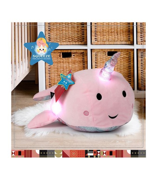 FAO Schwarz - Glow Brights - Toy Plush LED with Sound Narwhal 17-inch