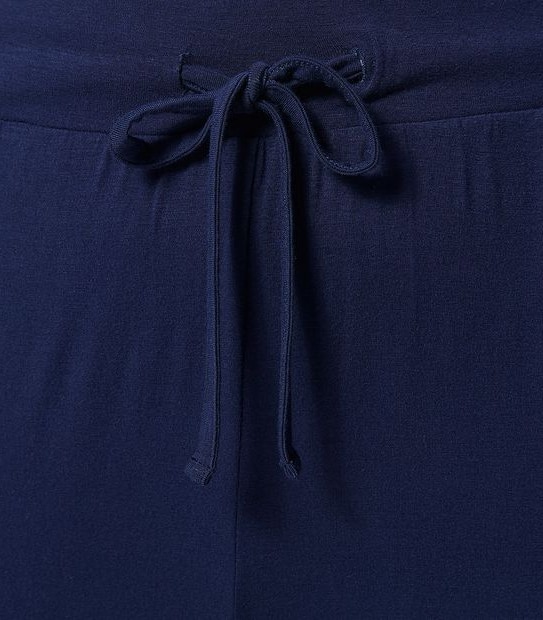 Fuller Figure Full Length Bamboo Cuffed Sleep Pants - Navy Blue 4 of 5