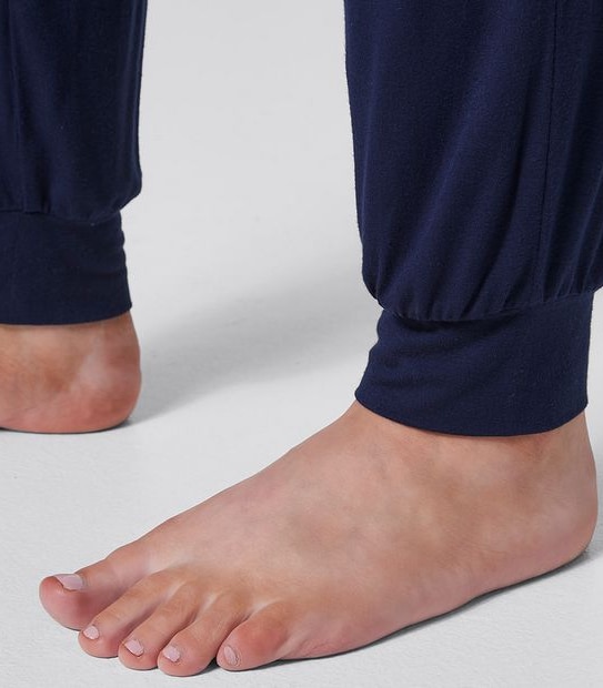 Fuller Figure Full Length Bamboo Cuffed Sleep Pants - Navy Blue 5 of 5