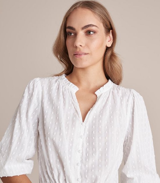 Preview Gathered Crop Hem Dobby Top