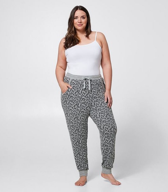 Fuller Figure Cosy Pyjama Sleep Pants - Animal Jacquard
