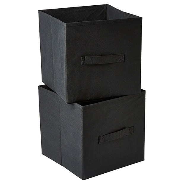 2 Pack Fabric Folding Cubes Black Target Australia