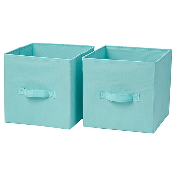 2 Pack Fabric Folding Cubes Aqua Target Australia