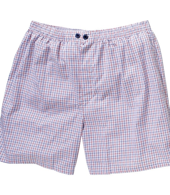 Cotton Yarn Dyed Check Short Sleeve Pyjama Set - Red/Blue