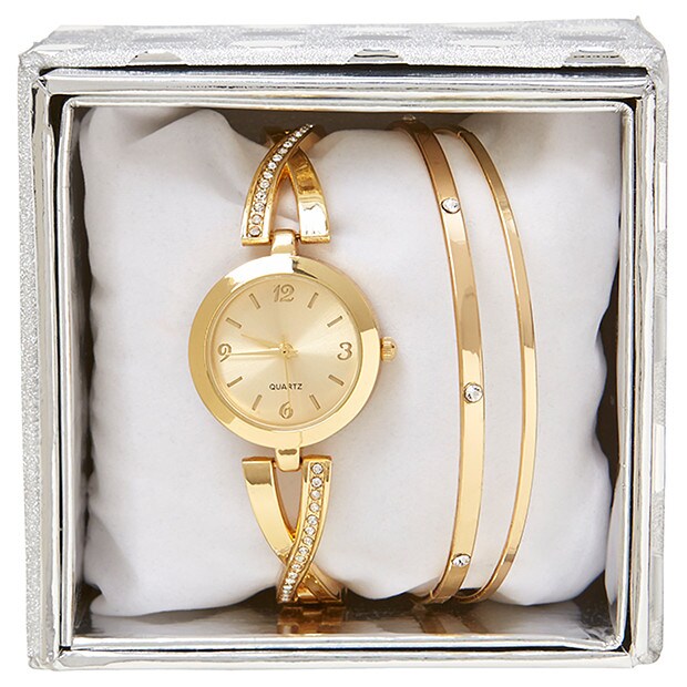 Women's Watch & Bangle Gift Set - Gold Women's Watch & Bangle Gift Set - Gold