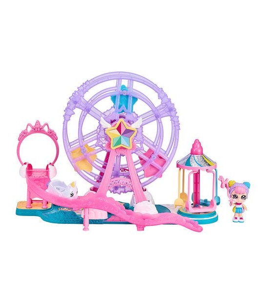 Kindi Kids Minis Collectable Ferris Wheel and Posable Bobble Head Figurine Playset