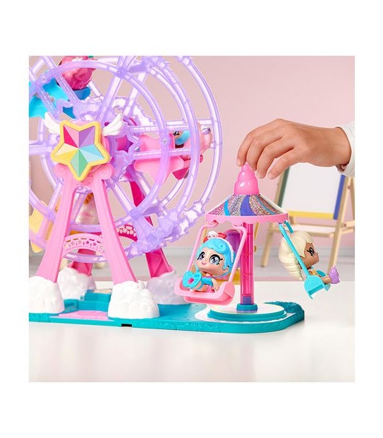 Kindi Kids Minis Collectable Ferris Wheel and Posable Bobble Head Figurine Playset