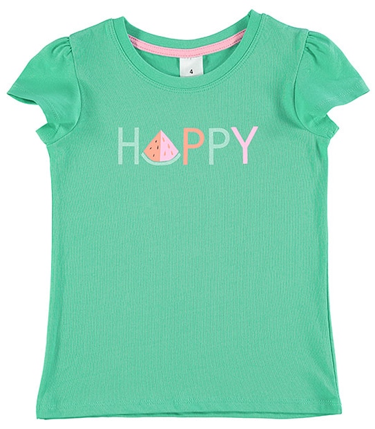 Girls' Short Sleeve 'Happy' Print T-Shirt