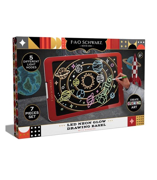 FAO Schwarz - Toy LED Neon Glow Drawing Easel with Markers
