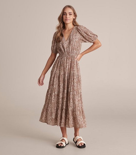 Preview Statement Puff Sleeve Midi Dress