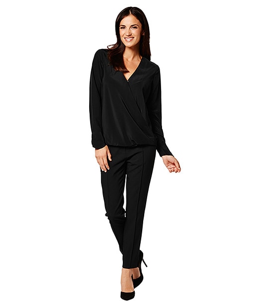 Drape Front Blouse - Black