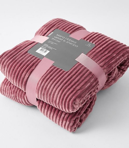 Mara Ribbed Velvet Sherpa Throw