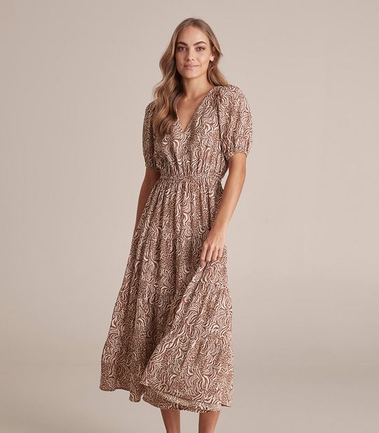 Preview Statement Puff Sleeve Midi Dress