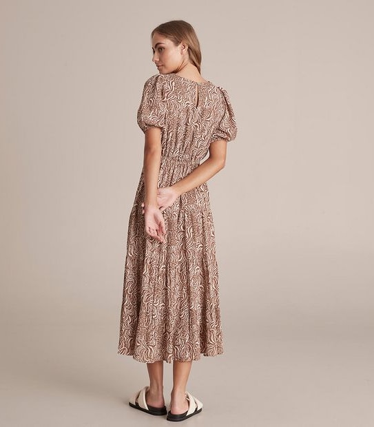 Preview Statement Puff Sleeve Midi Dress