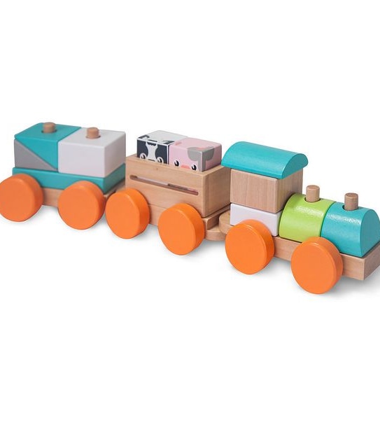 Young Ones Wooden Train With Blocks