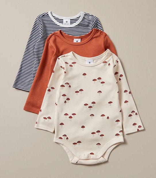 3 Pack Baby Organic Cotton Bodysuits